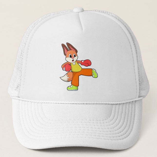Casquette Renard aux arts martiaux Boxing avec gants de boxe (Devant)
