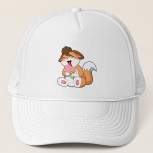Casquette Renard avec crème glacée fraise