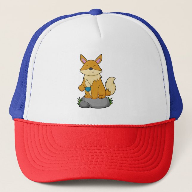 Casquette Renard avec tasse de café (Devant)