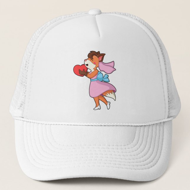 Casquette Renard comme mariée avec robe et cœur (Devant)