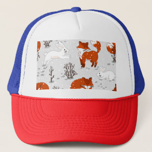 Casquette Renards d'hiver Bunny Motif sans couture