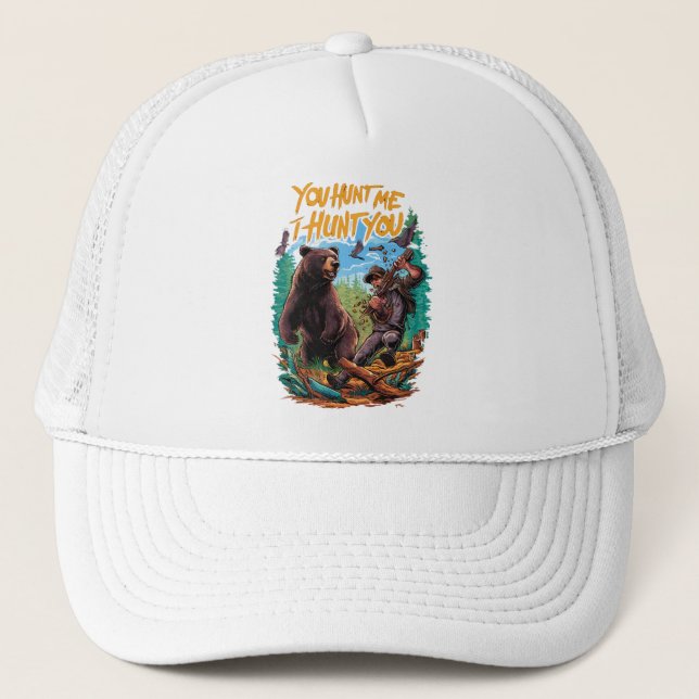 Casquette Rencontre dans les bois chasse ours drôle (Devant)