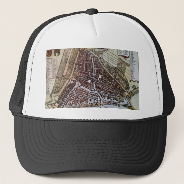 Casquette Réplique carte de la ville de Rotterdam 1652 (Devant)
