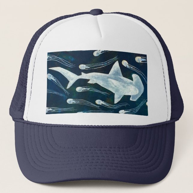 Casquette Requin de poisson-marteau et méduses (Devant)