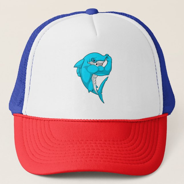 Casquette requin-marteau en tant que culturiste au Bodybuild (Devant)