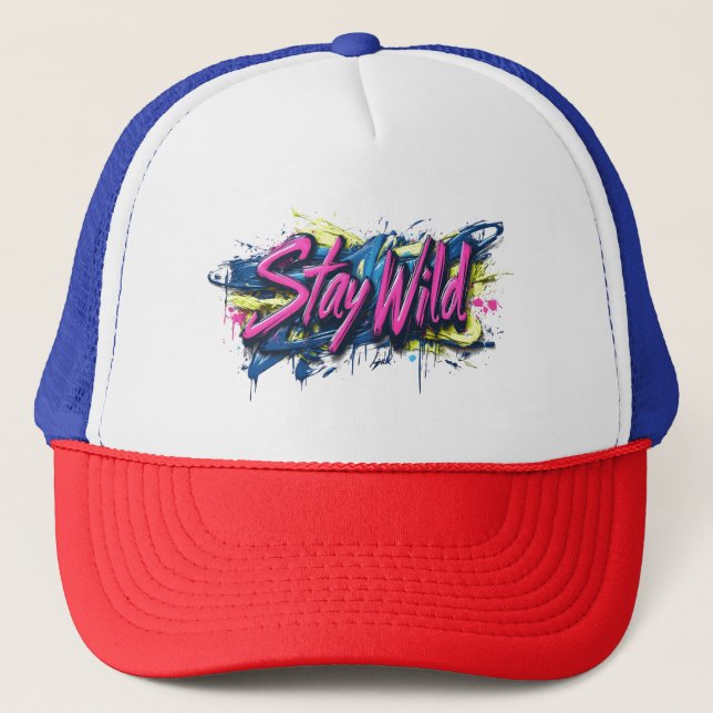 Casquette "Reste Sauvage" - Conception de texte de style gra (Devant)