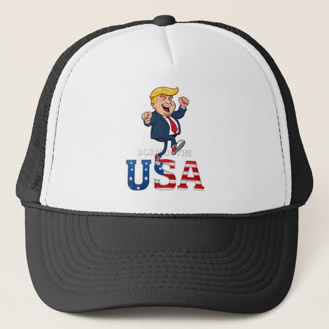 Casquette RESTEZ AUJOURD'HUI NÉ Aux États-Unis Trucker Hat (Devant)