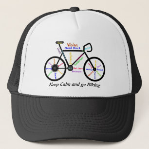Casquette Restez calme et partez à vélo, avec des mots motiv