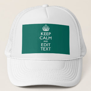 Casquette Restez calme et votre texte sur Accent Turquoise