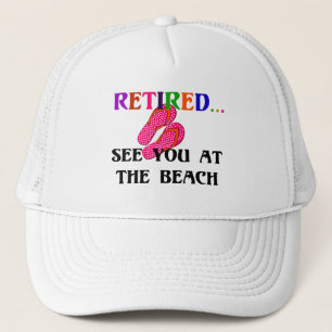 Casquette Retraité - A la plage, tongs roses