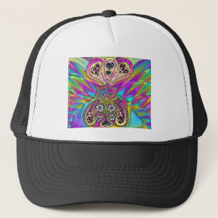Casquette Retro 60s Coeurs psychédéliques Fleurs Cadeaux Vêt