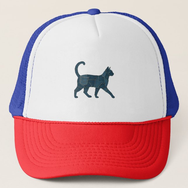 Casquette Retro Funny Denim Patch animal chat T-shirt (Devant)