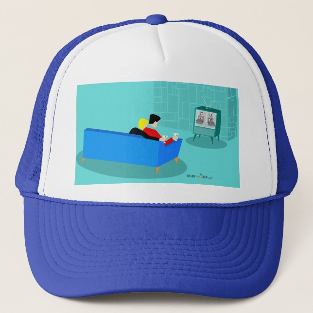 Casquette Retro Gay Couple à regarder TV Trucker Chapeau (Devant)