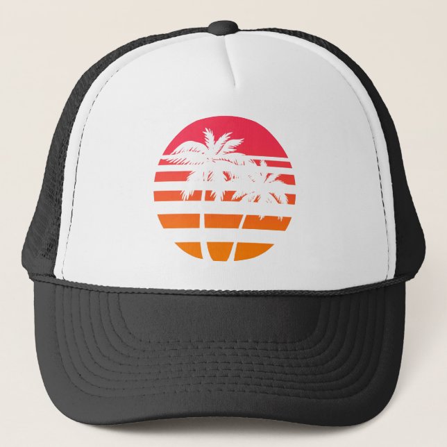 Casquette Rétro graphique de coucher du soleil de palmiers (Devant)