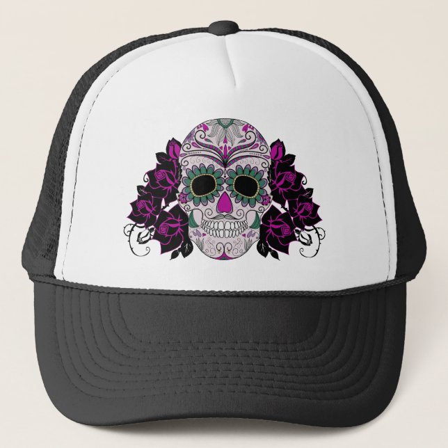 Casquette Rétro jour du crâne mort de sucre (Devant)