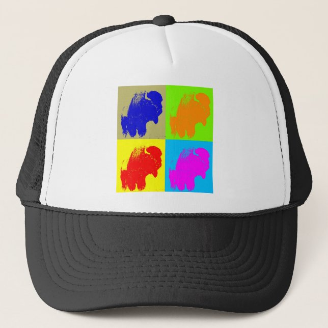 Casquette Retro Pop Art Bison Buffalo (Devant)