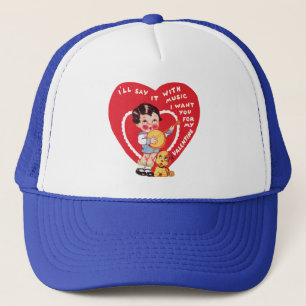 Casquette Rétro Saint-Valentin, musique garçon vintage Banjo