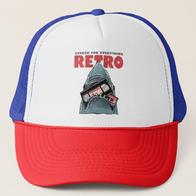 Casquette Retro Shark VHS Cassette Tape Drôle 80s Nostalgie (Devant)