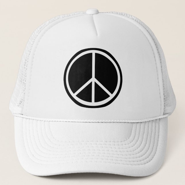 Casquette Rétro signe de paix blanc noir classique (Devant)