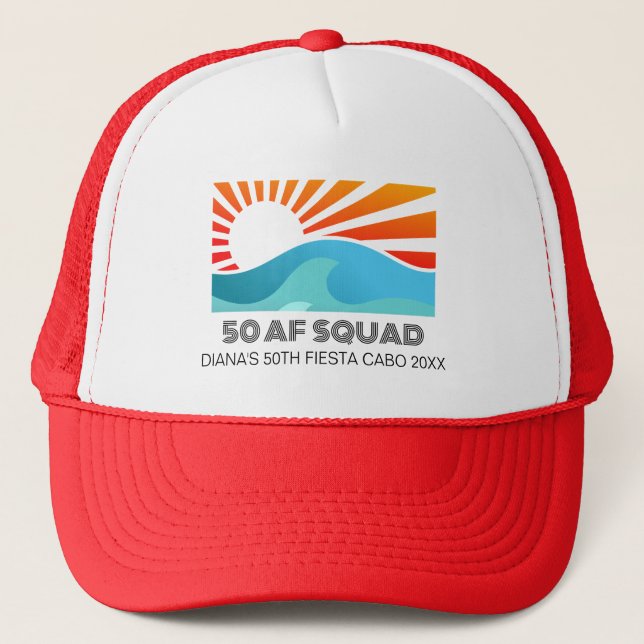 Casquette Retro Sunset Beach 50th AF Birthday Crew Squad (Devant)