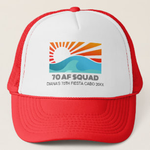 Casquette Retro Sunset Beach 70th AF Birthday Crew Squad