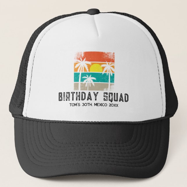Casquette Retro Sunset Famille Réunion Vacances Anniversaire (Devant)