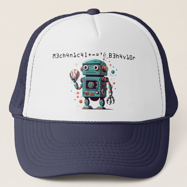 Casquette robot baseball mignon robot avec une balle (Devant)