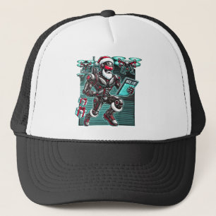 Casquette Robot Père Noël propulsé par IA avec drones et Noë