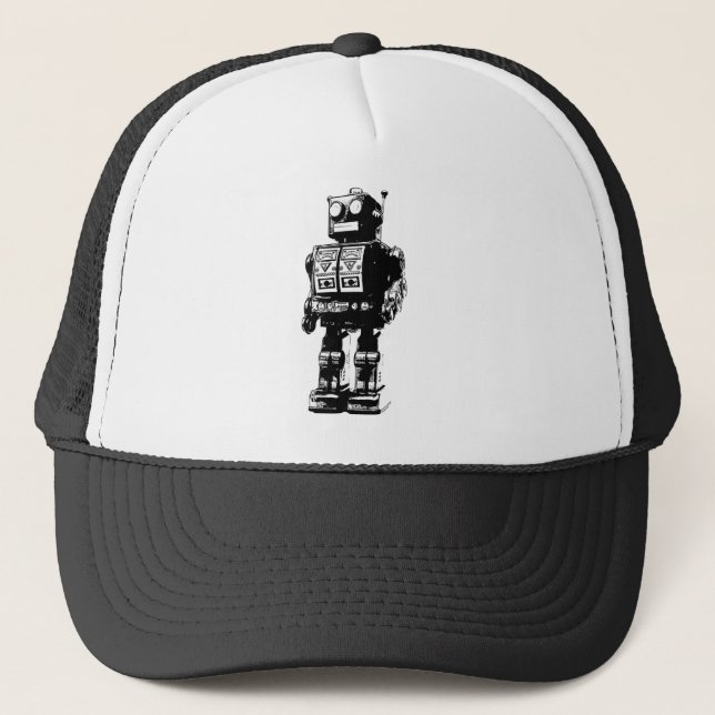Casquette Robot Vintage noir et blanc (Devant)