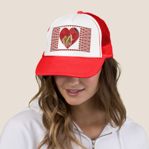 Casquette Romantique Rouge Fleur Coeur Design 4 Moments spéc
