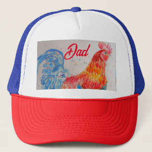 Casquette Rooster rouge Aquarelle Peinture Fête des pères Pa