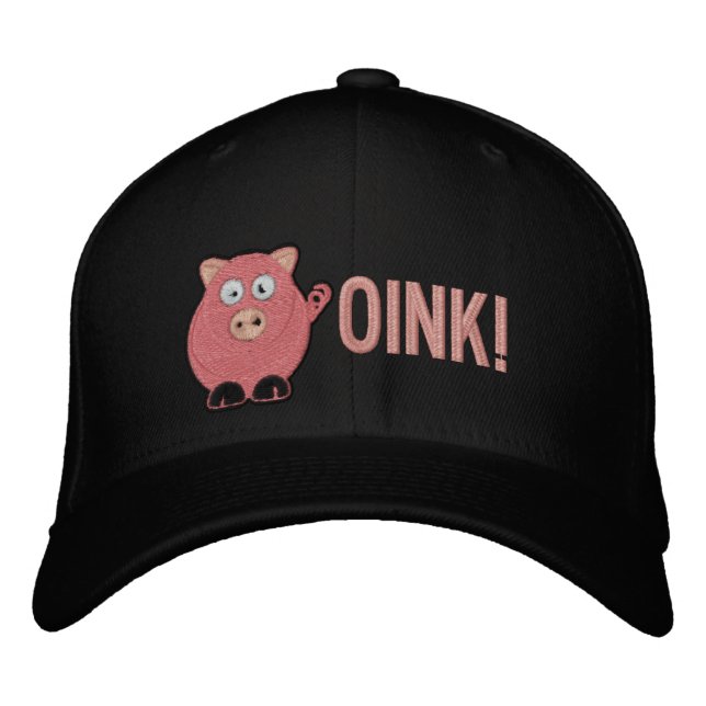 Casquette rose brodé de porc (Devant)