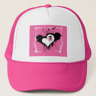 Casquette rose de boule de coeur/crâne