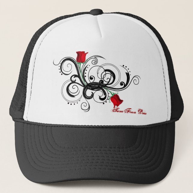Casquette rose de camionneur de bras - noir (Devant)