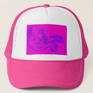 casquette rose de camionneur de sirène de vague
