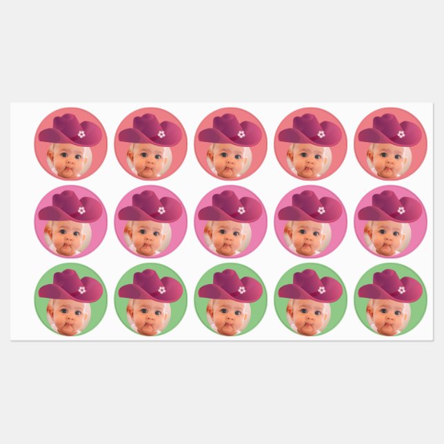 casquette rose foto face stickers fête cowboy star (Feuille)