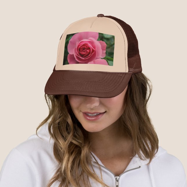 Casquette Rose rose rose pure personnalisé Tan et Brown (En situation)