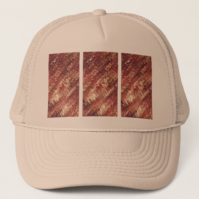 Casquette rose tryptique de camionneur de plume (Devant)