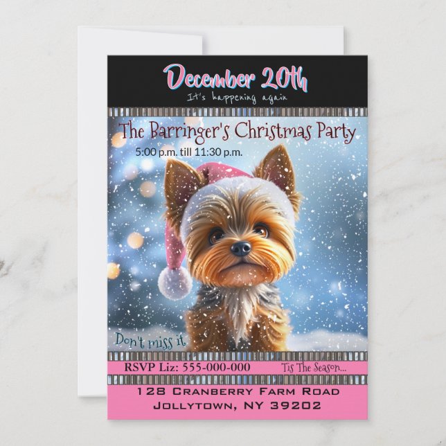 Casquette ROSE YORKIE Invitation de Noël (Devant)