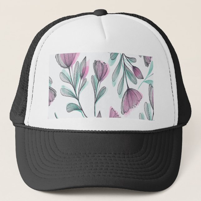 Casquette Roses violets (Devant)