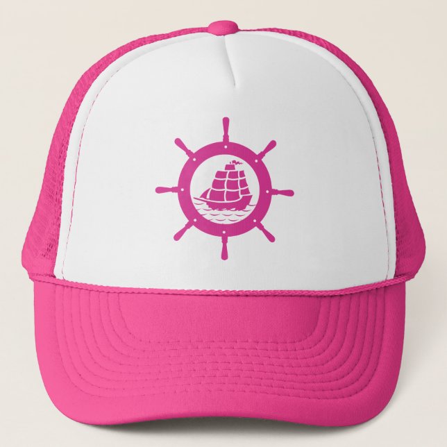 Casquette Roue nautique blanche et rose (Devant)