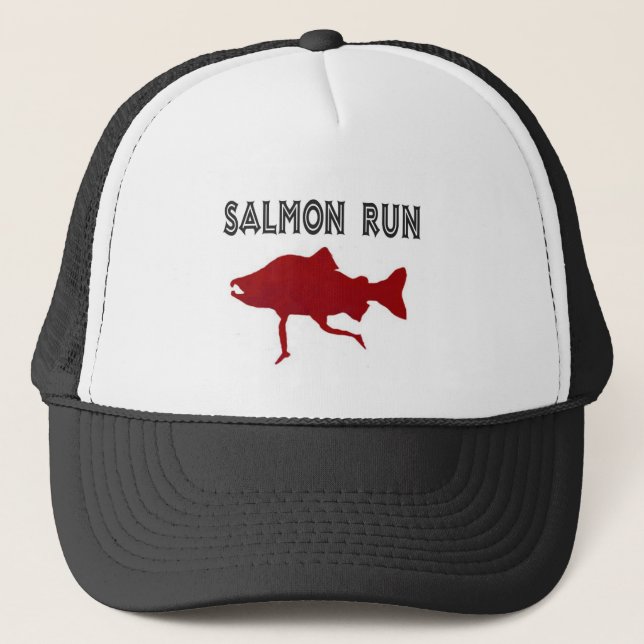 Casquette rouge couru par saumon (Devant)