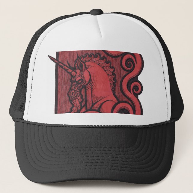 Casquette rouge de casquette de camionneur de noir (Devant)