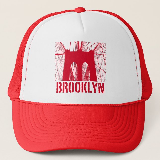 Casquette Rouge de silhouette de pont de Brooklyn (Devant)