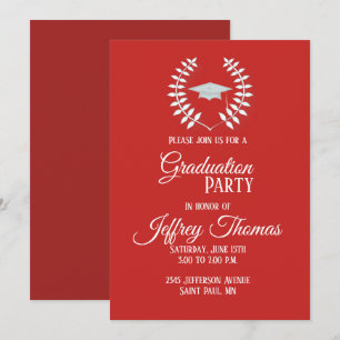Casquette rouge et Feuille Grad Invitation 5" x 7"