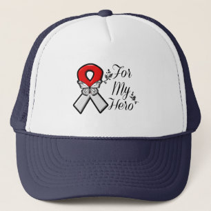 Casquette Ruban rouge et blanc pour mon héros