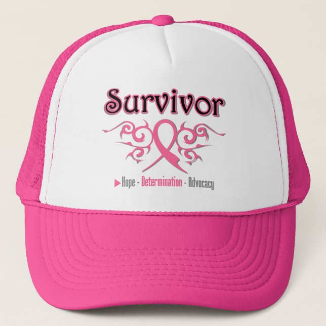 Casquette Ruban Tribal Survivant du cancer du sein (Devant)