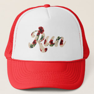 Casquette RUN Retro Vintage Russe Rouge Hibiscus Motif