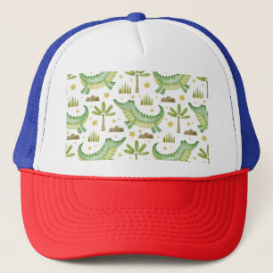 Casquette Safari africain : Crocodile et palmiers aquarelles