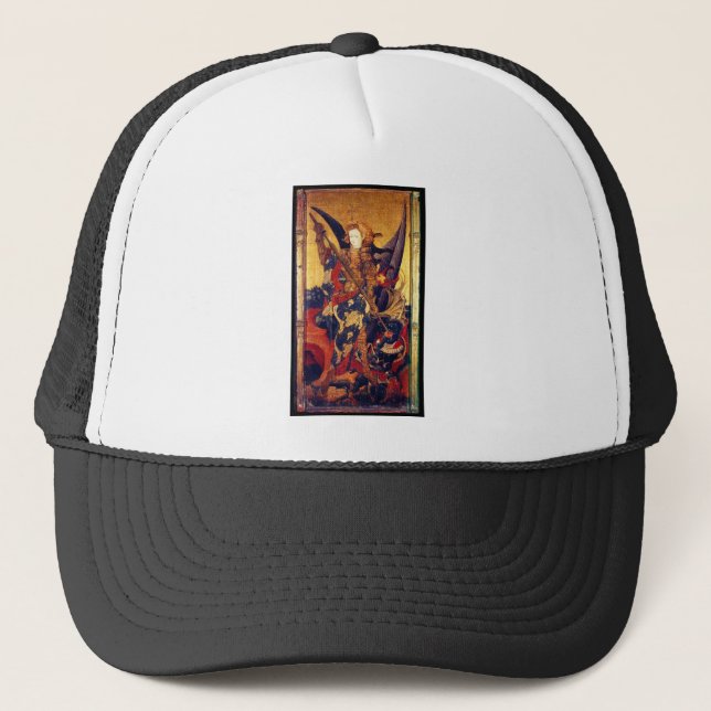 Casquette Saint Michael Vanquishing Devil comme Chevalier mé (Devant)